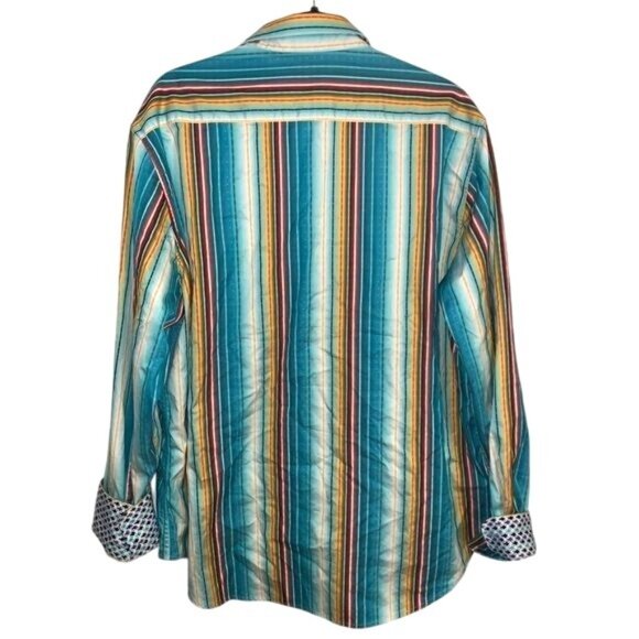 Robert Graham Mens Multicolor Striped Long Sleeve Shirt Size 2X - Picture 4 of 7